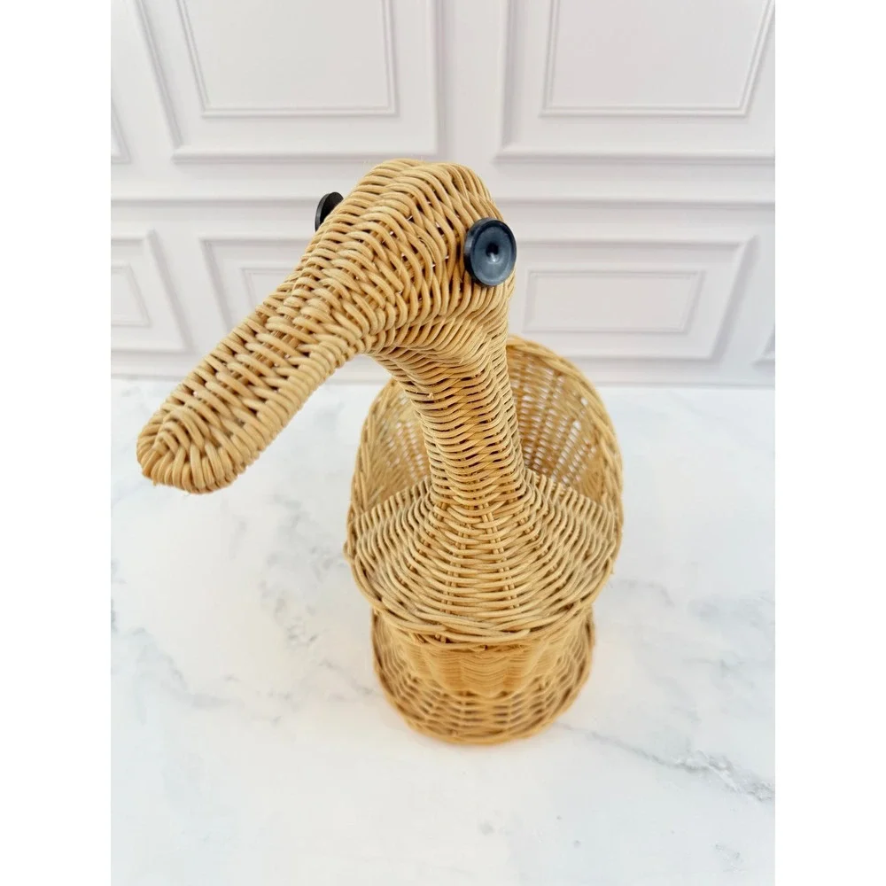 Vintage Woven Wicker Reed Duck Basket 10x8x5